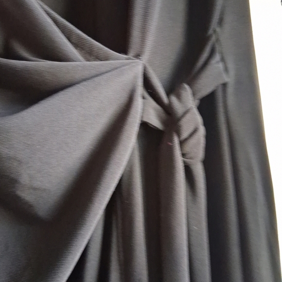 Anne Klein Womens Black Knit Lace Sleeves Midi Cocktail and Party Dress EUC - Picture 9 of 12